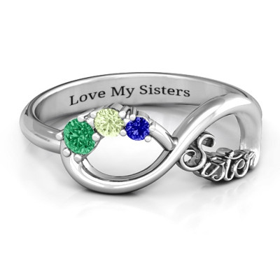 Sterling Silver 2-4 Stone Sisters Infinity Ring  - All Birthstone™
