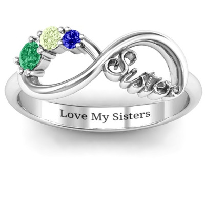 Sterling Silver 2-4 Stone Sisters Infinity Ring  - All Birthstone™
