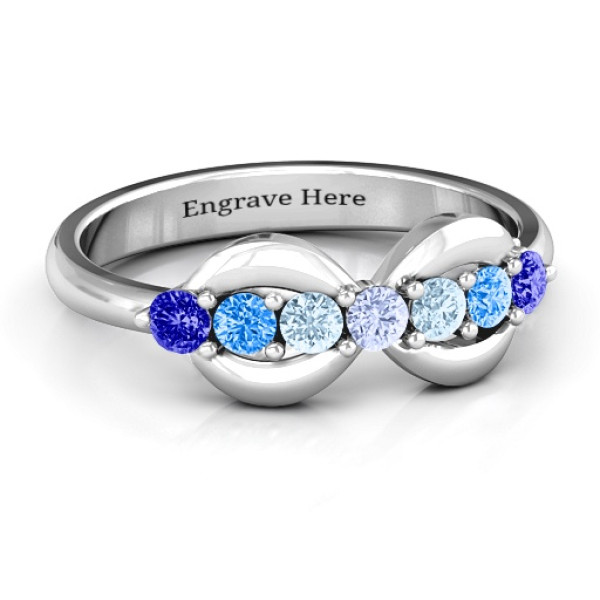 Sterling Silver 7 Stones Infinity Ring  - All Birthstone™