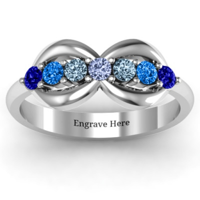 Sterling Silver 7 Stones Infinity Ring  - All Birthstone™
