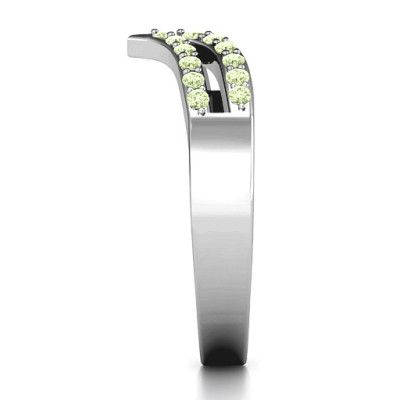 Sterling Silver Ahead Of The Curve Ring with Black Swarovski Zirconia Stones  - All Birthstone™