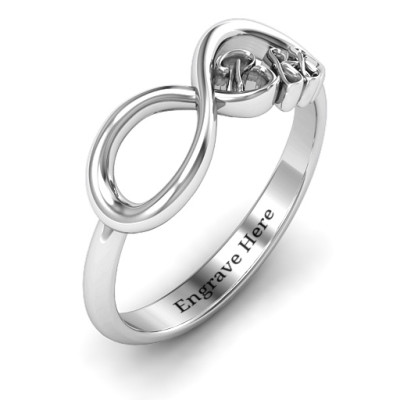 Sterling Silver BFF Friendship Infinity Ring - All Birthstone™