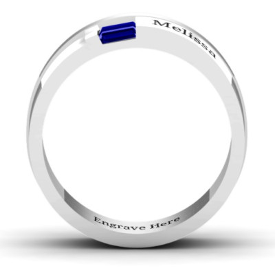 Sterling Silver Baguette Men's Ring - All Birthstone™