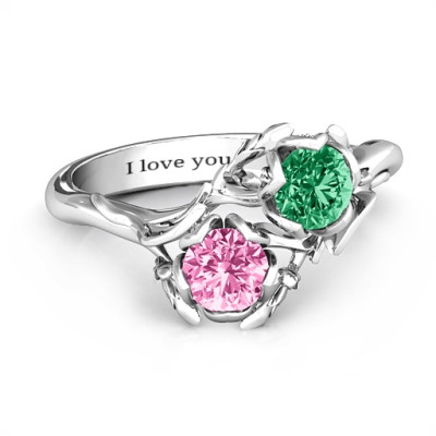 Sterling Silver Be-leaf In Love Double Gemstone Floral Ring  - All Birthstone™