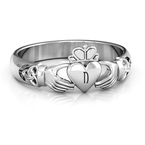 Sterling Silver Celtic Knotted Claddagh Ring - All Birthstone™