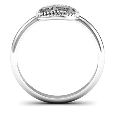 Sterling Silver Chai with Braided Halo Ring - All Birthstone™