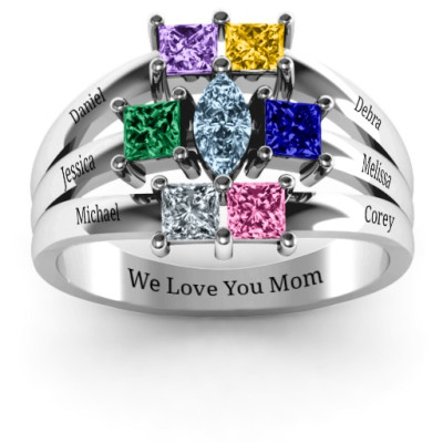 Sterling Silver Charlotte Centre Marquise and Princess Ring - All Birthstone™