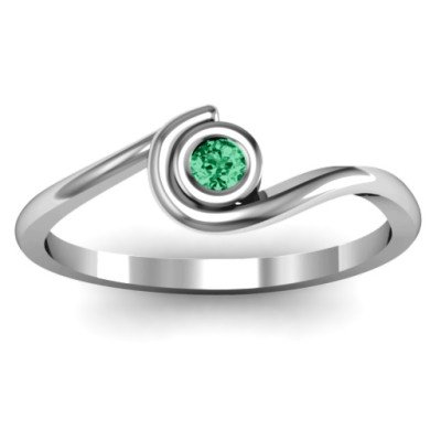 Sterling Silver Curved Bezel Ring - All Birthstone™