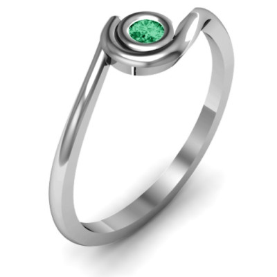 Sterling Silver Curved Bezel Ring - All Birthstone™
