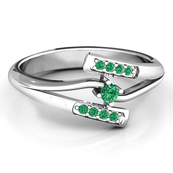 Sterling Silver Double Bypass Channel Set Accent Ring - All Birthstone™