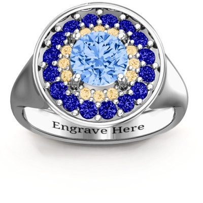 Sterling Silver Double Halo Fountain Ring - All Birthstone™