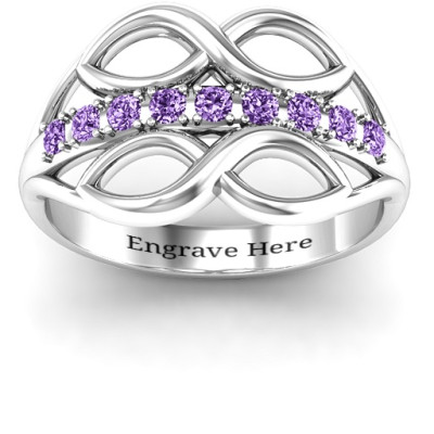 Sterling Silver Double Infinity Ring with Accents - All Birthstone™