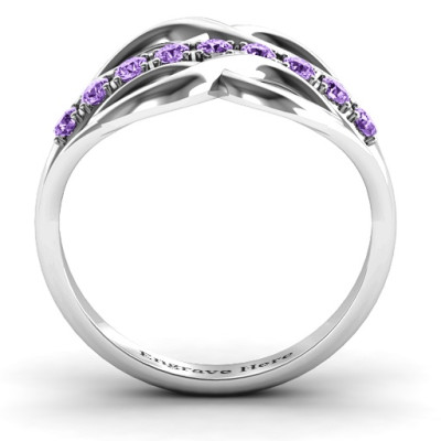 Sterling Silver Double Infinity Ring with Accents - All Birthstone™
