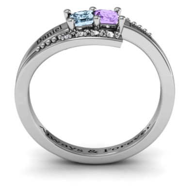 Sterling Silver Double Princess Bypass with Accents Ring - All Birthstone™
