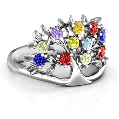 Sterling Silver Family Tree Ring - All Birthstone™
