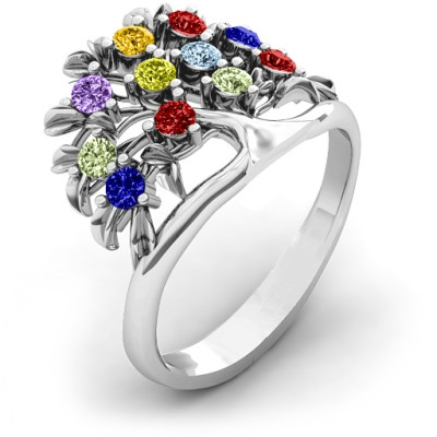 Sterling Silver Family Tree Ring - All Birthstone™