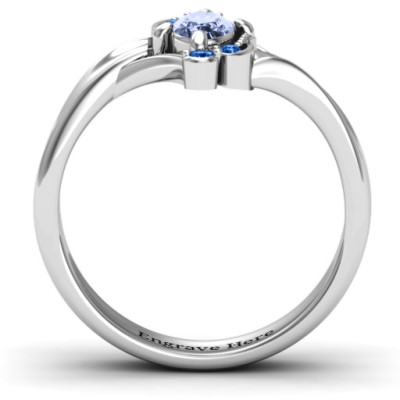 Sterling Silver Fancy Oval Asymmetrical Ring - All Birthstone™
