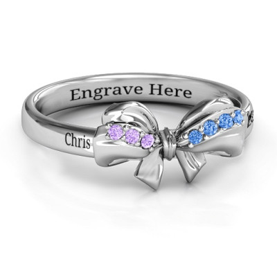 Sterling Silver Fancy Stone Set Bow Ring  - All Birthstone™