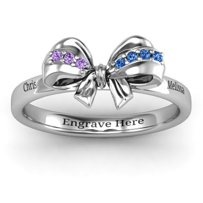 Sterling Silver Fancy Stone Set Bow Ring  - All Birthstone™