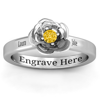 Sterling Silver Flourish Rose Ring - All Birthstone™