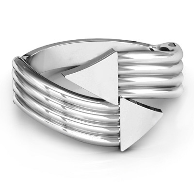 Sterling Silver Geometric Arrows and Triangles Bypass Ring - All Birthstone™