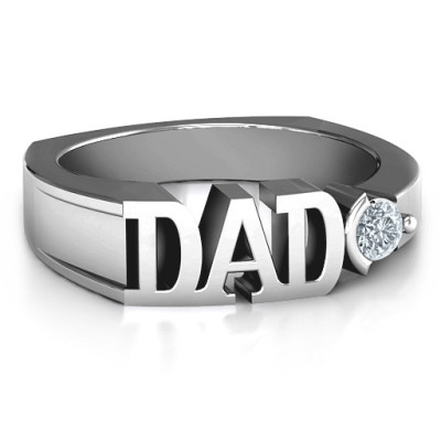 Sterling Silver Greatest Dad Birthstone Men's Ring with Peridot (Simulated) Stone  - All Birthstone™