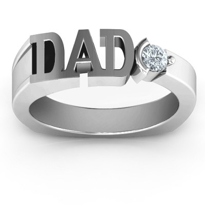 Sterling Silver Greatest Dad Birthstone Men's Ring with Peridot (Simulated) Stone  - All Birthstone™