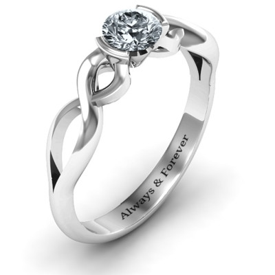 Sterling Silver Half Bezel Infinity Ring - All Birthstone™