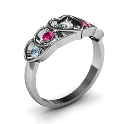 Sterling Silver Heart Collage Ring - All Birthstone™