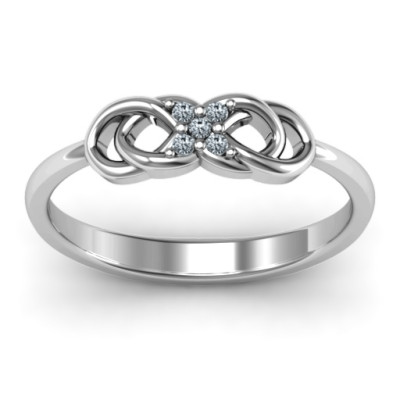 Sterling Silver Infinity Knot Ring with Accents - All Birthstone™