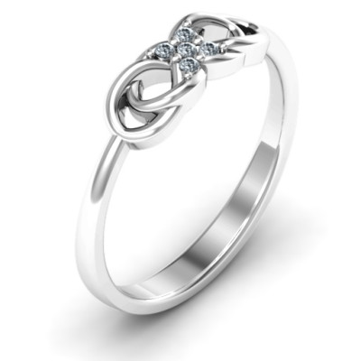 Sterling Silver Infinity Knot Ring with Accents - All Birthstone™