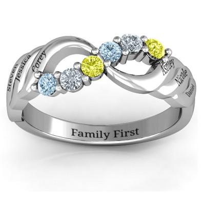 Sterling Silver Infinity and Wave Ring - All Birthstone™