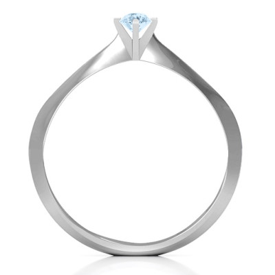 Sterling Silver Knife Edge Solitaire Ring - All Birthstone™