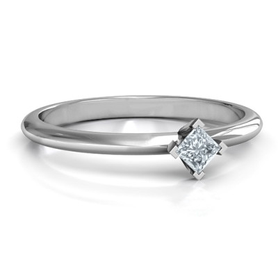 Sterling Silver L-Shaped Princess Ring - All Birthstone™