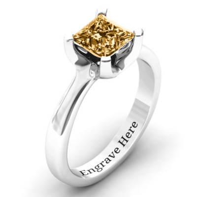 Sterling Silver Large Princess Solitaire Ring - All Birthstone™
