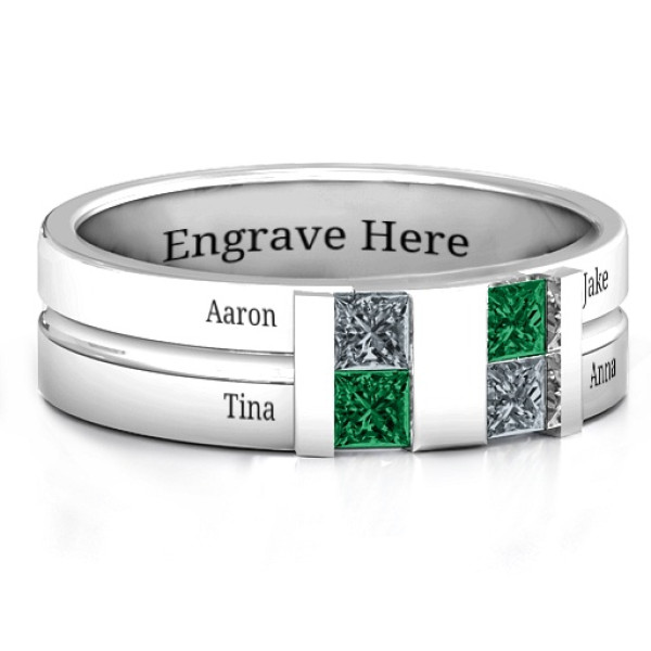 Sterling Silver Leonidas Grooved Men's Ring - All Birthstone™