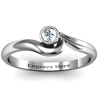 Sterling Silver Low Wave Ring - All Birthstone™