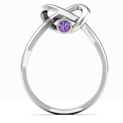 Sterling Silver Modern Infinity Heart Ring - All Birthstone™