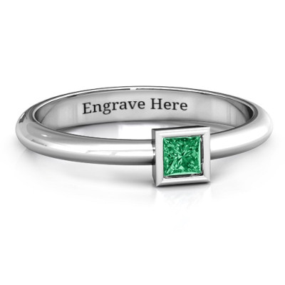 Sterling Silver Ovation Classic Princess Setting Ring - All Birthstone™