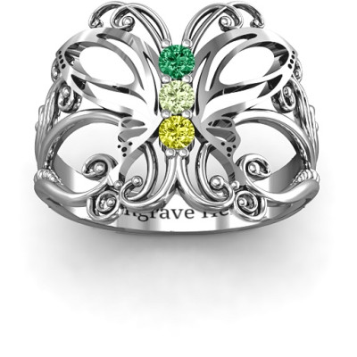 Sterling Silver Precious Butterfly Ring - All Birthstone™