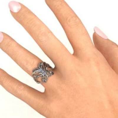 Sterling Silver Precious Butterfly Ring - All Birthstone™
