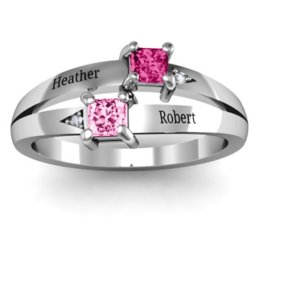 Sterling Silver Princess Stone and Accent Ring  - All Birthstone™