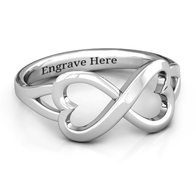 Sterling Silver Simple Double Heart Infinity Ring - All Birthstone™