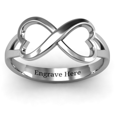 Sterling Silver Simple Double Heart Infinity Ring - All Birthstone™