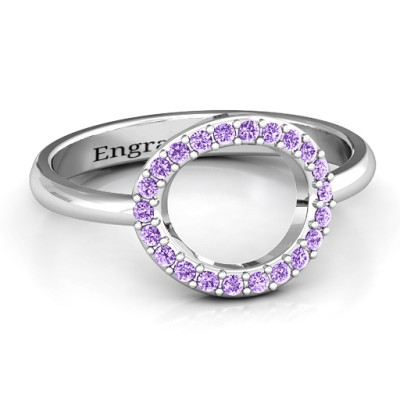 Sterling Silver Single Accented Circle Karma Ring - All Birthstone™