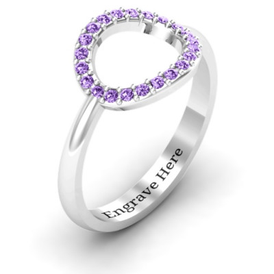 Sterling Silver Single Accented Circle Karma Ring - All Birthstone™