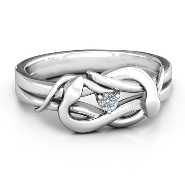 Sterling Silver Snake Lover's Knot Ring - All Birthstone™
