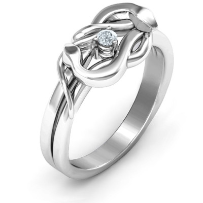 Sterling Silver Snake Lover's Knot Ring - All Birthstone™