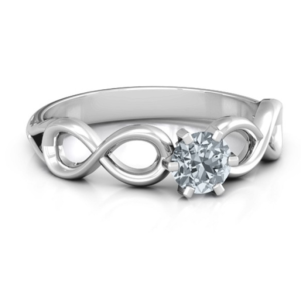 Sterling Silver Solitaire Infinity Ring - All Birthstone™