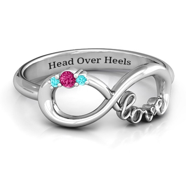 Sterling Silver Sparkly Love Infinity Ring - All Birthstone™